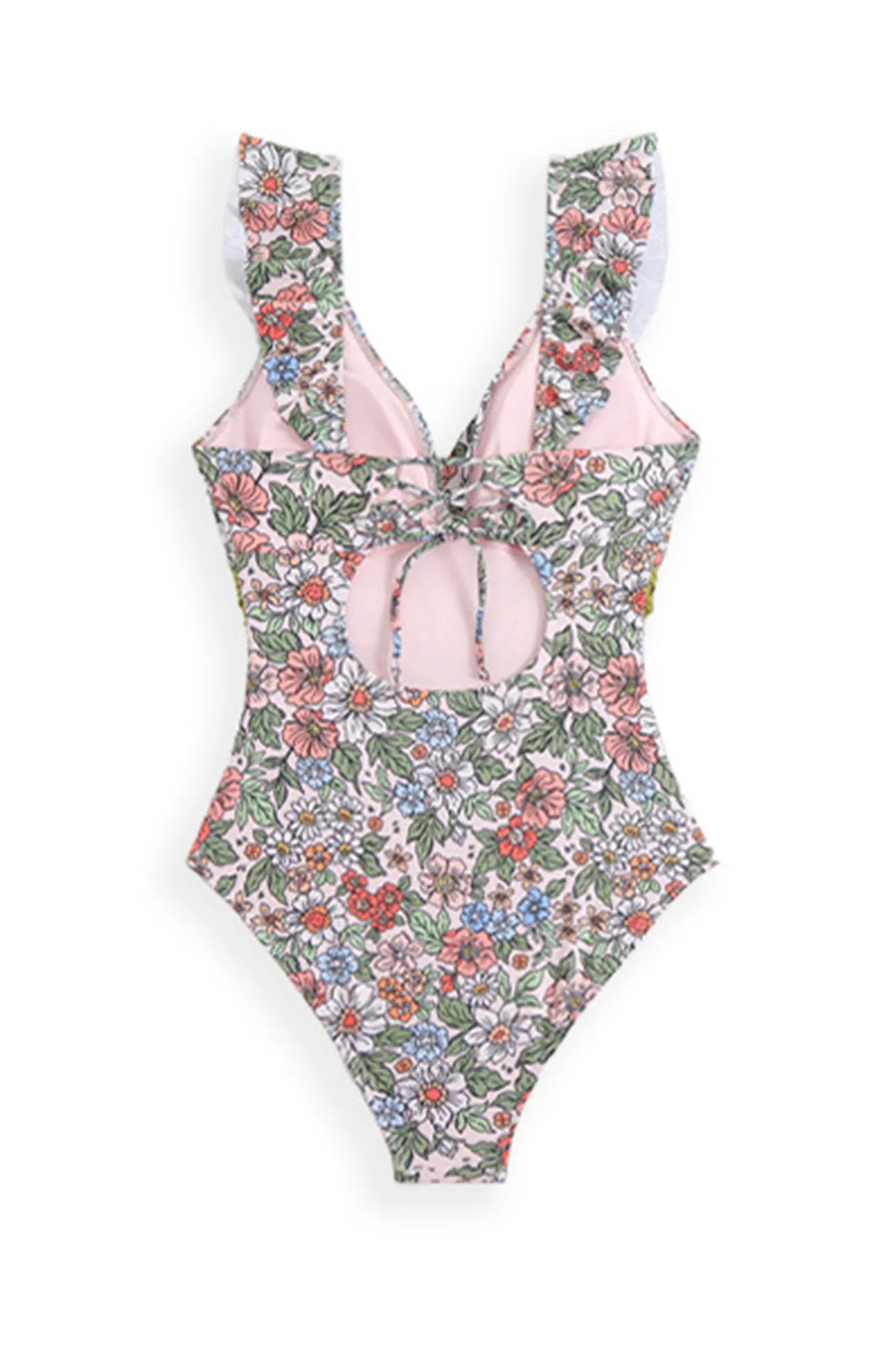 Back-Tie Ruffled Belted One-Piece Swimsuit
