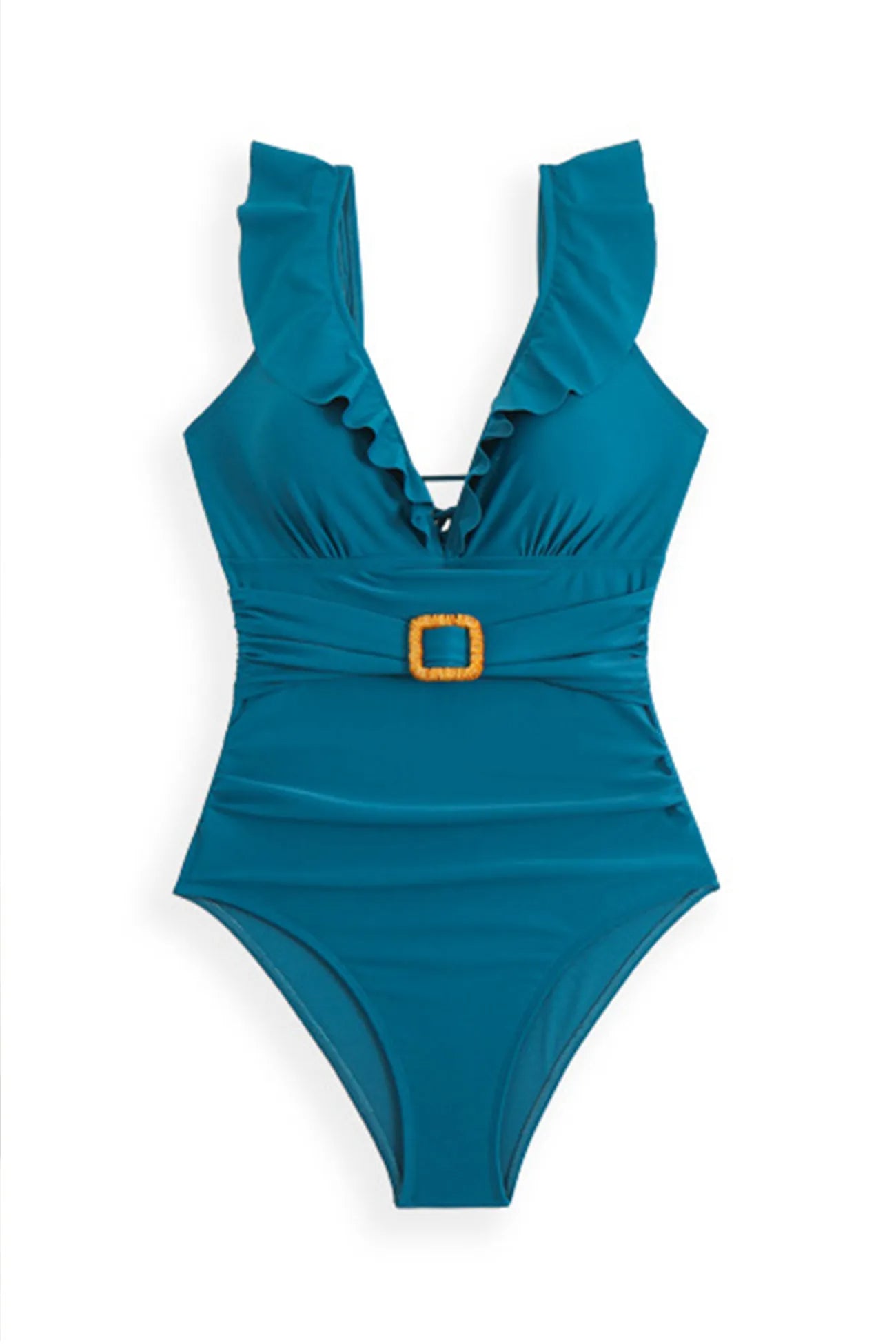 Back-Tie Ruffled Belted One-Piece Swimsuit – Zealluna