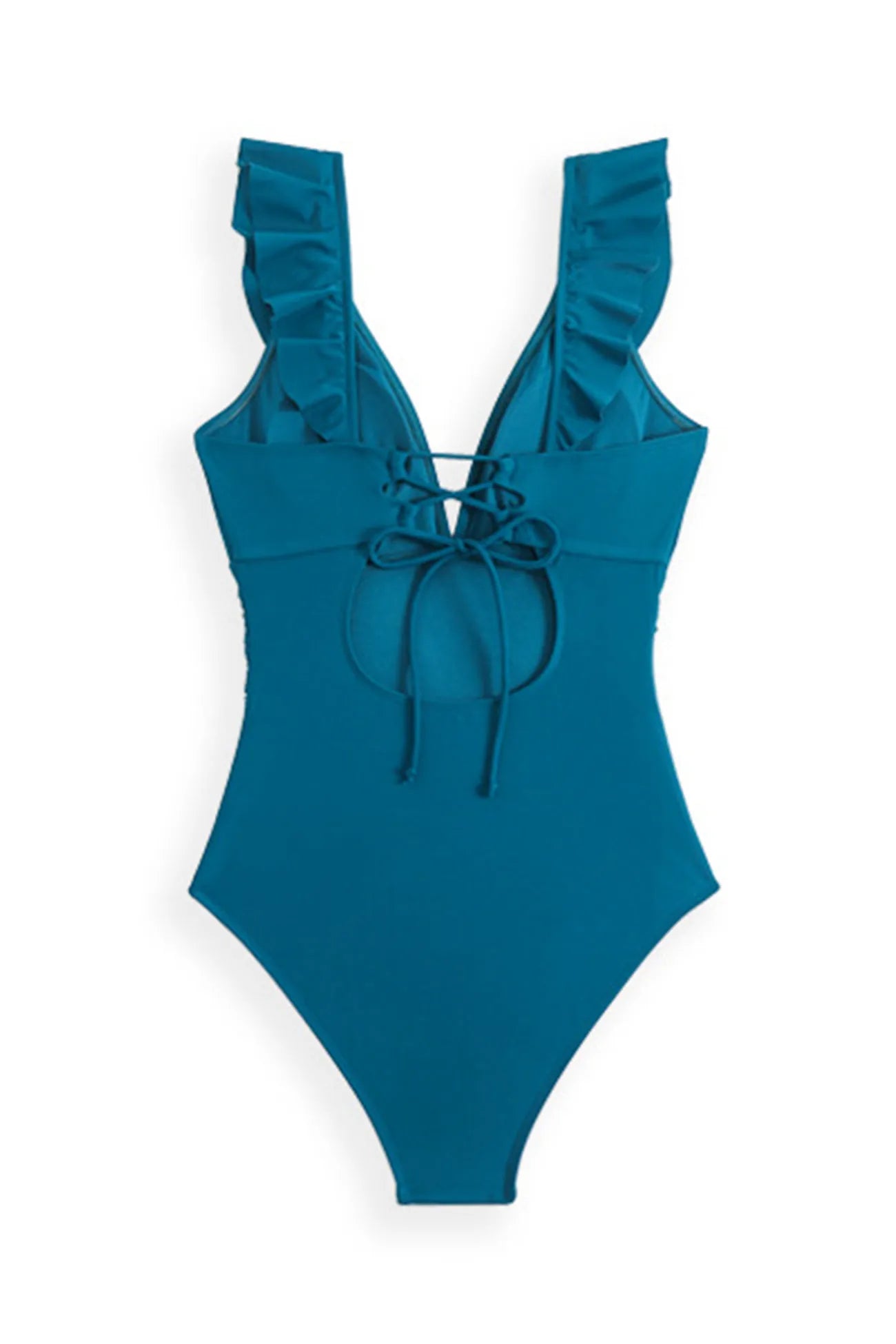 Back-Tie Ruffled Belted One-Piece Swimsuit